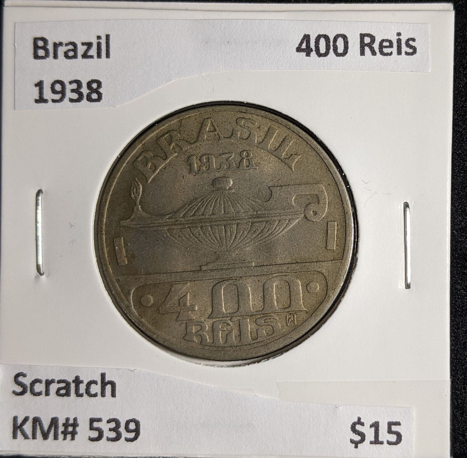 Brazil 1938 400 Reis KM# 539 Scratch #050 #26B