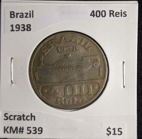 Brazil 1938 400 Reis KM# 539 Scratch #050 #26B