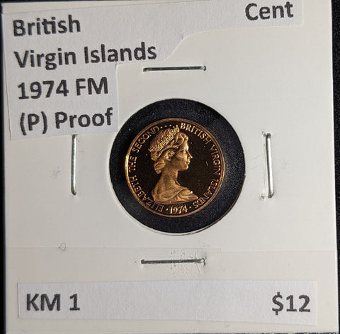 British Virgin Islands (P) Proof 1974 FM Cent KM 1 #165 #26B