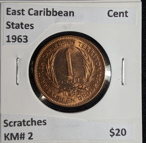 East Caribbean States 1963 Cent KM# 2 Scratches #153 #26B