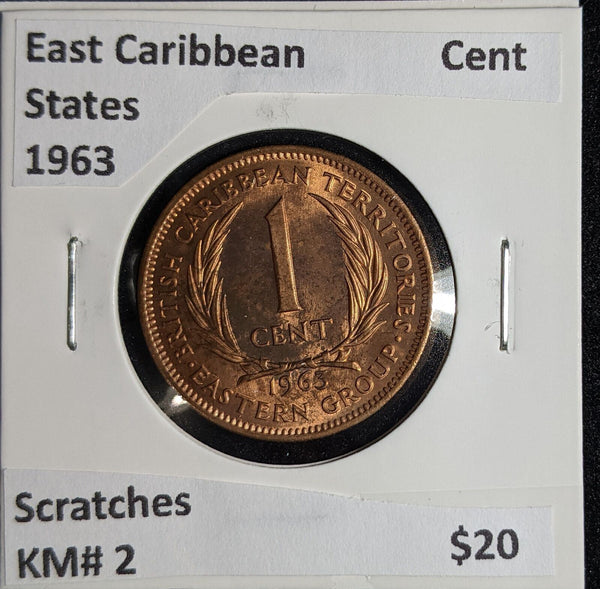 East Caribbean States 1963 Cent KM# 2 Scratches #153 #26B