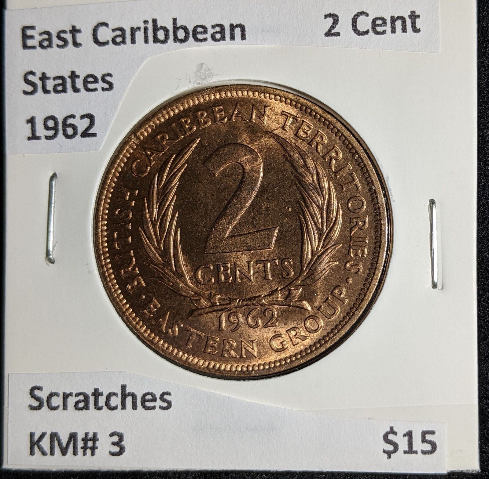 East Caribbean States 1962 2 Cent KM# 3 Scratches #156 #26B