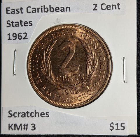 East Caribbean States 1962 2 Cent KM# 3 Scratches #156 #26B