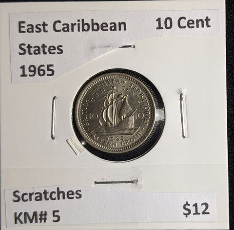 East Caribbean States 1965 10 Cent KM# 5 Scratches #162 #26B