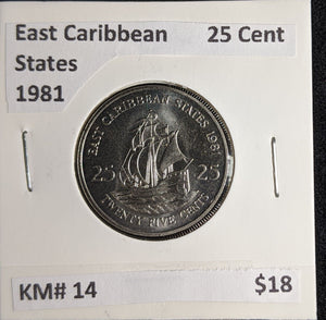 East Caribbean States 1981 25 Cent KM# 14 #142 #26B