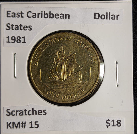 East Caribbean States 1981 Dollar KM# 15 Scratches #132 #26B
