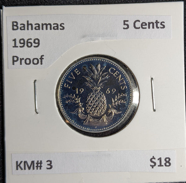 Bahamas Proof 1969 5 Cents KM# 3 #099 #27A