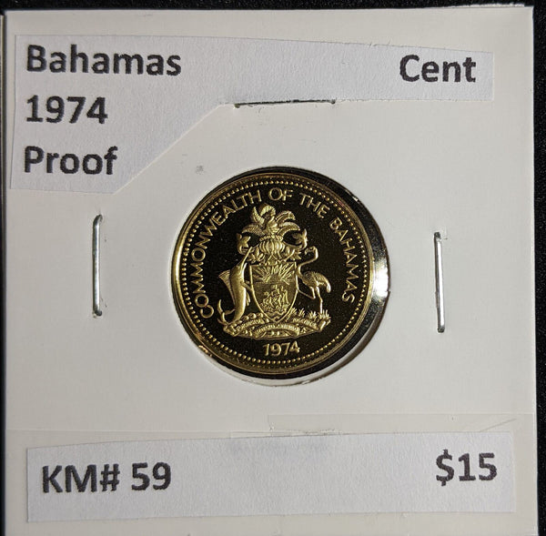 Bahamas Proof 1974 Cent KM# 59 #288 #27A