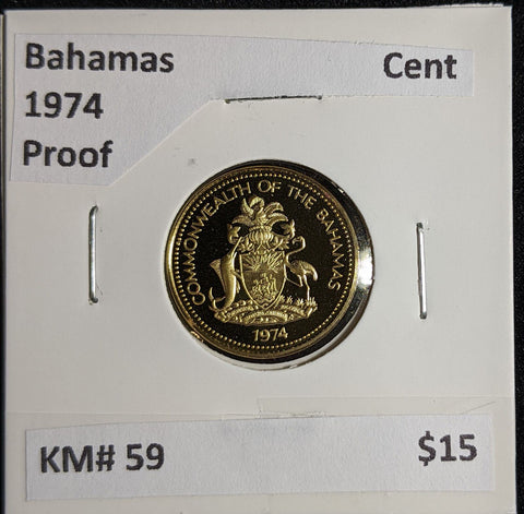 Bahamas Proof 1974 Cent KM# 59 #288 #27A