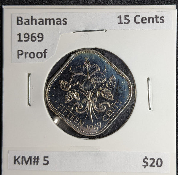 Bahamas Proof 1969 15 Cents KM# 5 #290 #27A