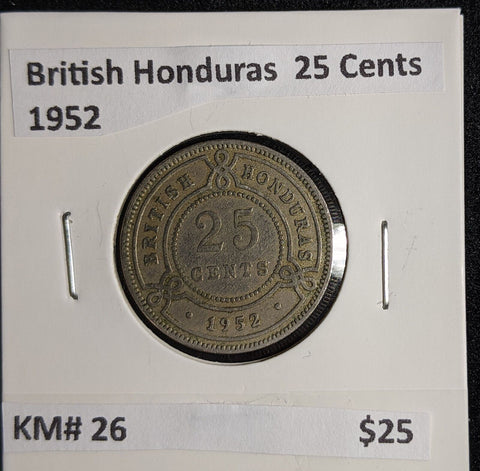 British Honduras 1952 25 Cents KM# 26 #090 #27A