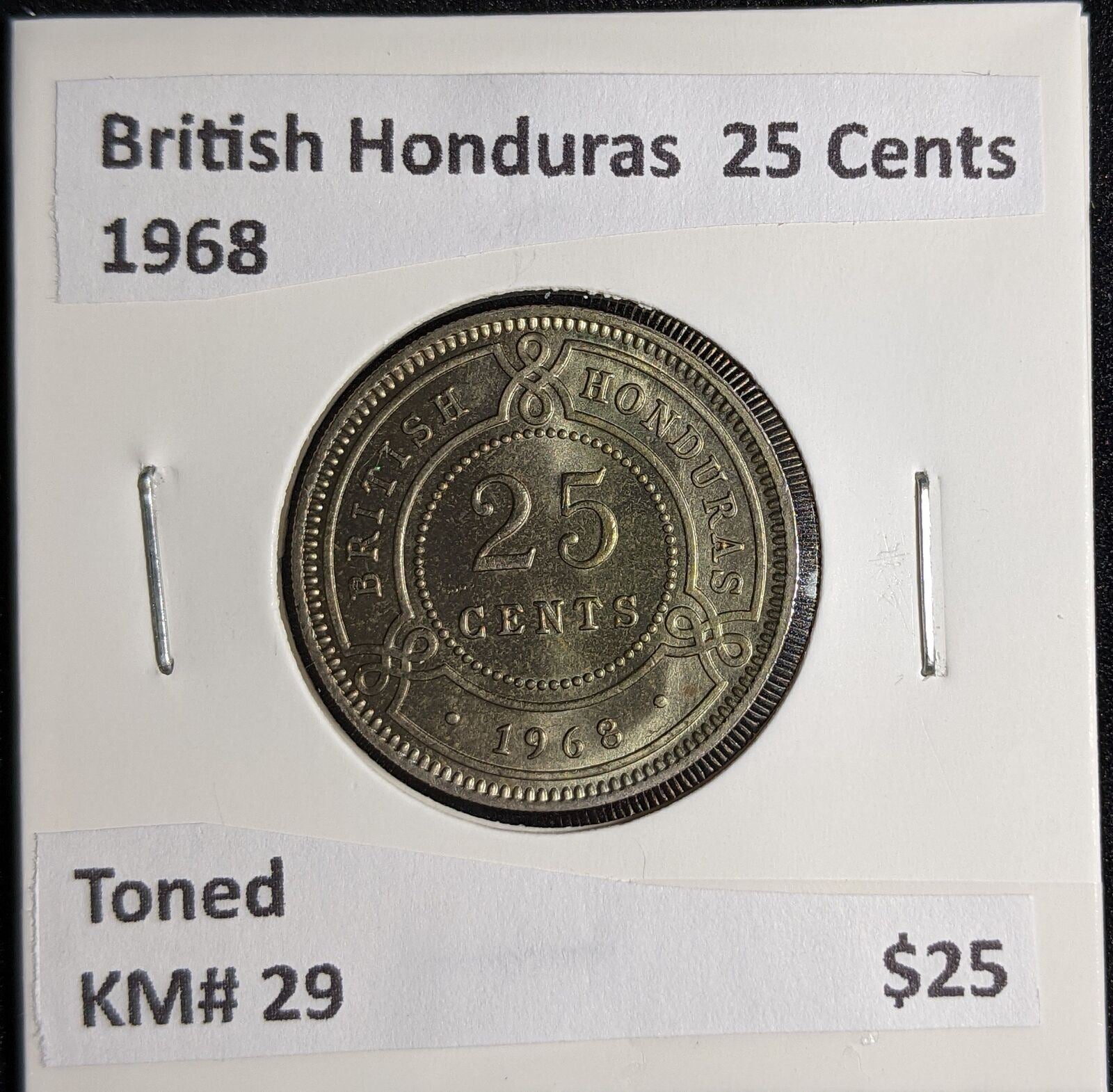 British Honduras 1968 25 Cents KM# 29 Toned #297 #27A