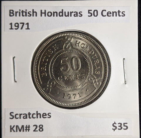 British Honduras 1971 50 Cents KM# 28 Scratches #295 #27A
