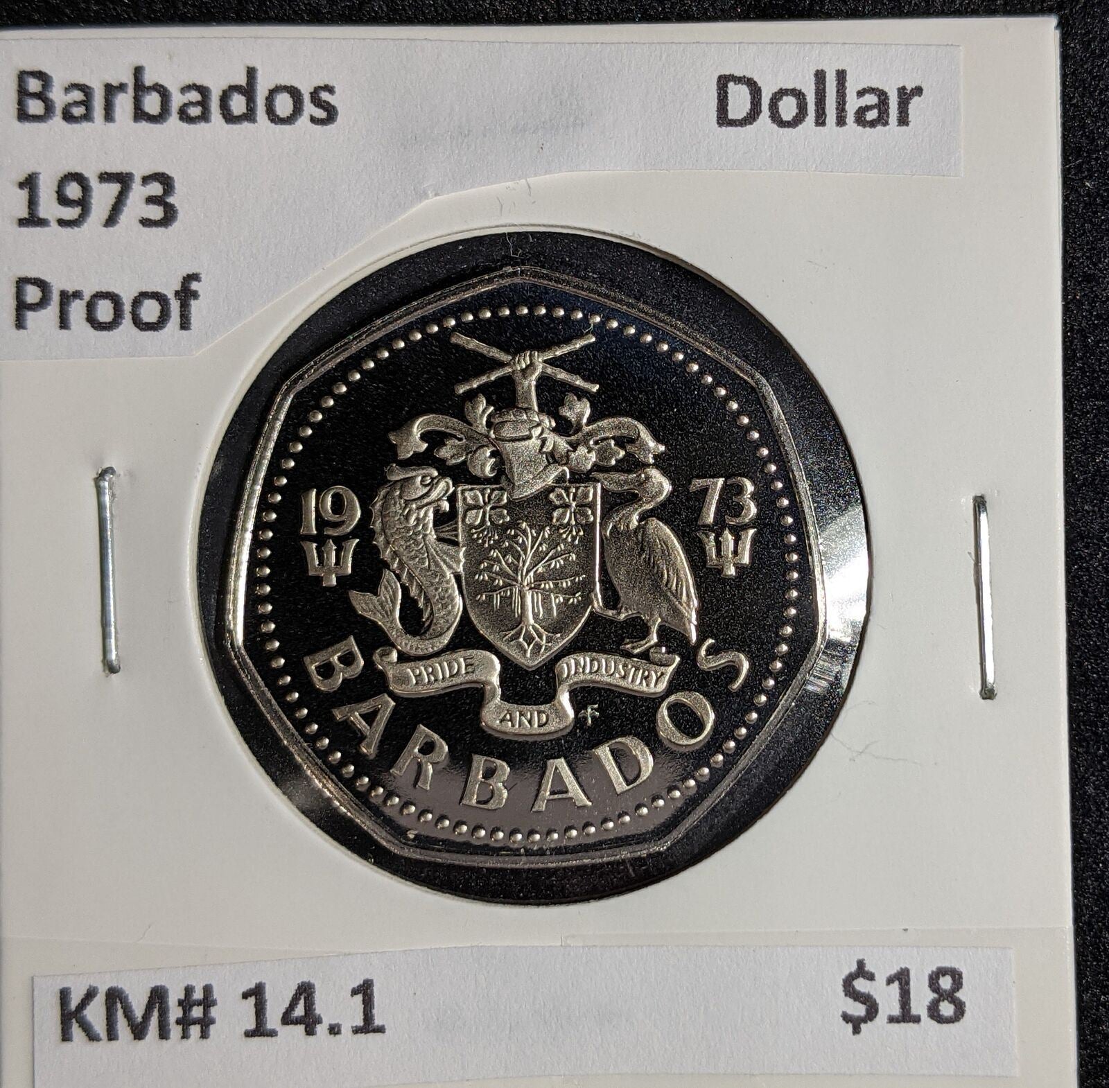 Barbados Proof 1973 Dollar KM# 14.1 #085 #27B