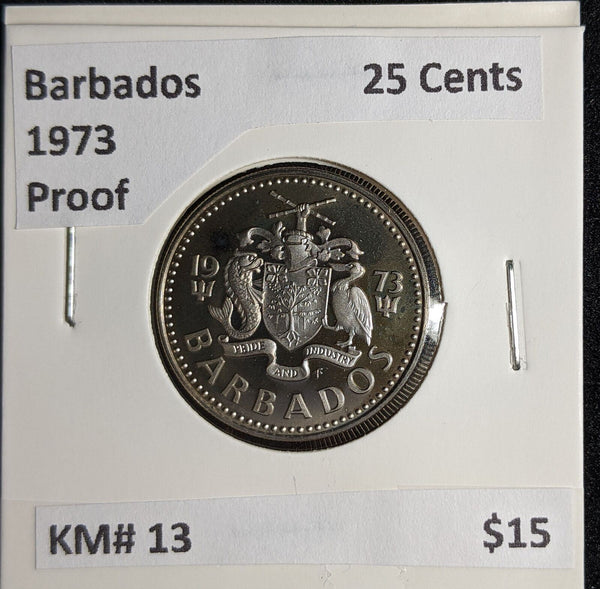 Barbados Proof 1973 25 Cents KM# 13 #272 #27B