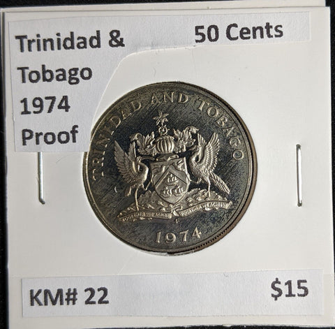 Trinidad & Tobago Proof 1974 50 Cents KM# 22 #285 #27B