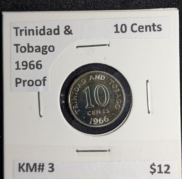 Trinidad & Tobago Proof 1966 10 Cents KM# 3 #289 #27B