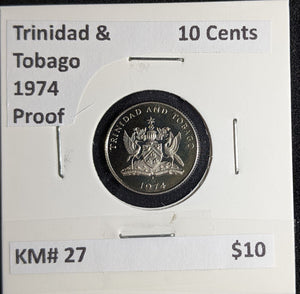 Trinidad & Tobago Proof 1974 10 Cents KM# 27 #292 #27B