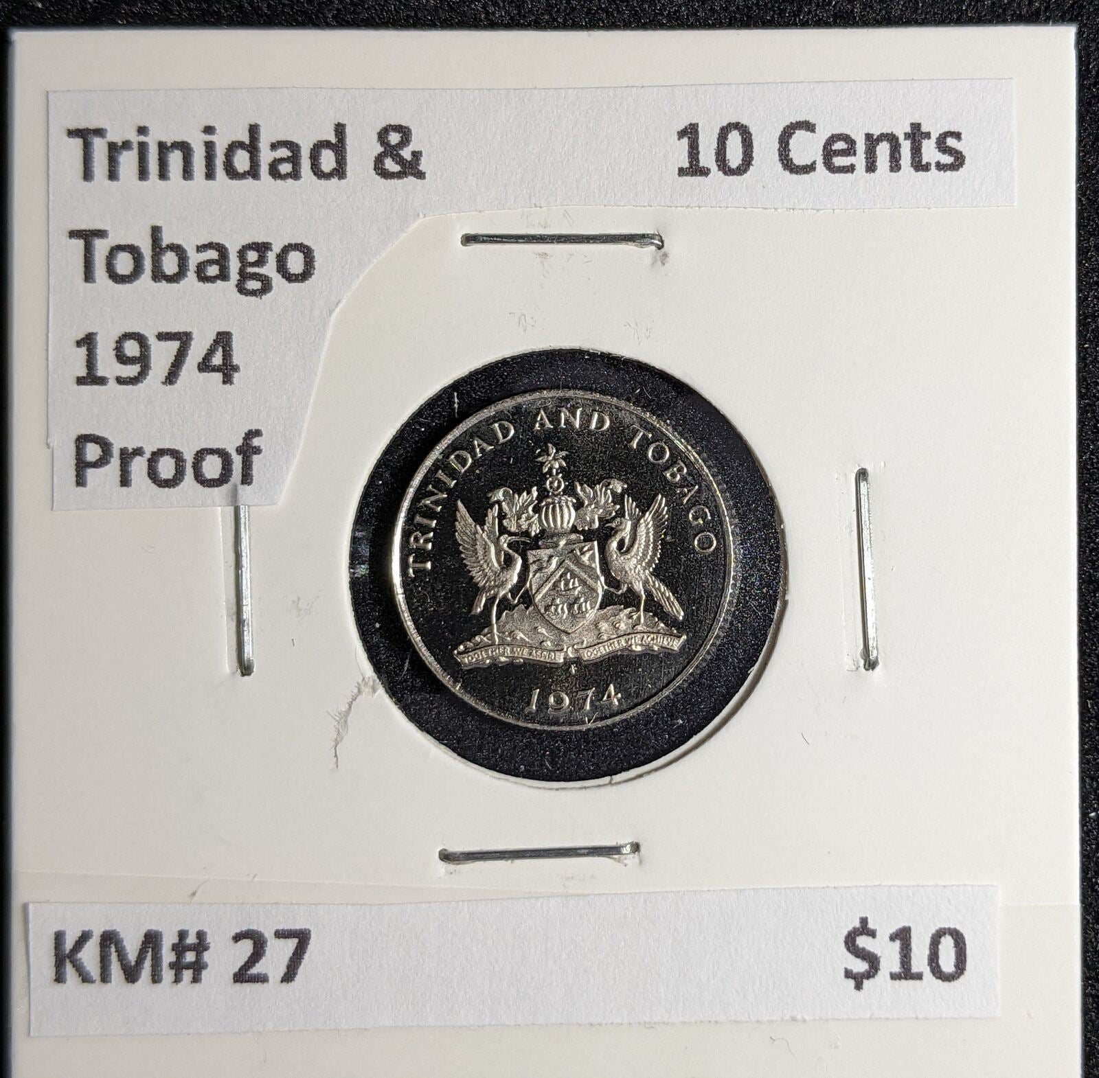 Trinidad & Tobago Proof 1974 10 Cents KM# 27 #279 #27B