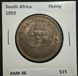 South Africa 1959 Penny KM# 46         #639 #11B