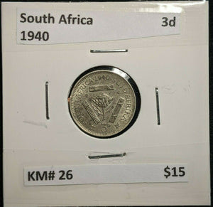 South Africa 1940 Threepence 3d KM# 26         #449  #11B