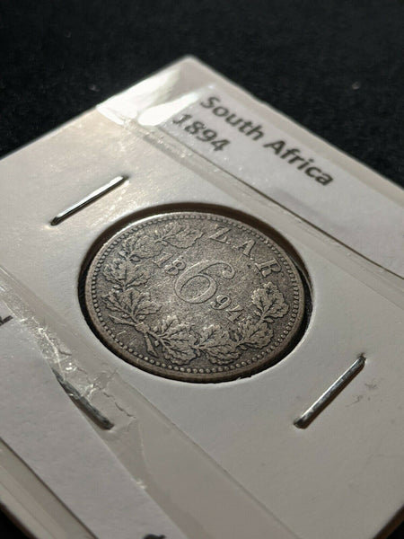 South Africa 1894 6 Pence 6d KM# 4 Cleaned         #404  #11A