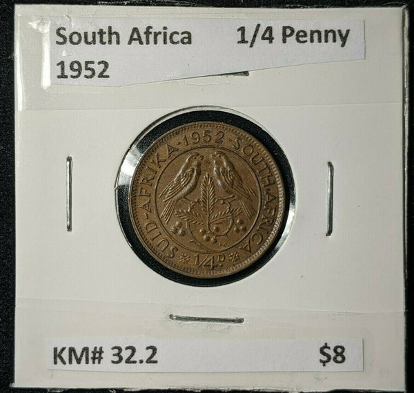 South Africa 1952 Quarter Penny 1/4d KM# 32.2         #682  #11B