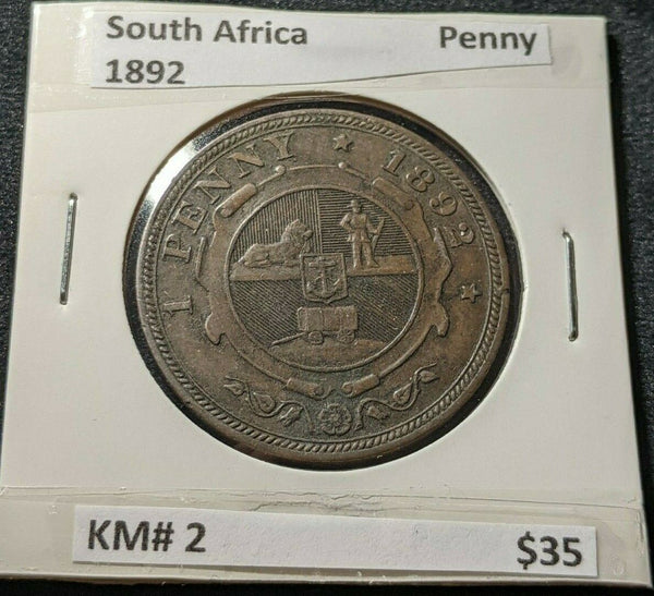 South Africa 1892 Penny KM# 2         #621