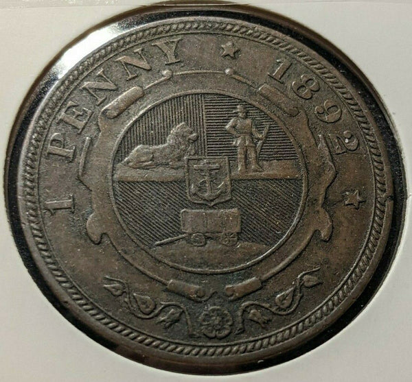 South Africa 1892 Penny KM# 2         #621