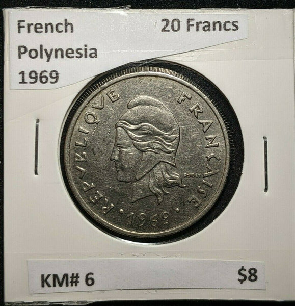French Polynesia 1969 20 Francs KM# 6      #816