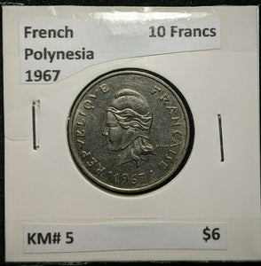 French Polynesia 1967 10 Francs KM# 5      #823