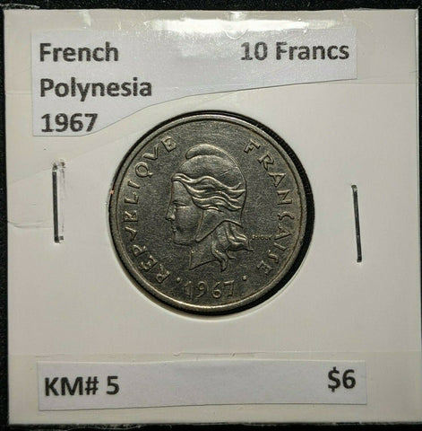 French Polynesia 1967 10 Francs KM# 5      #823