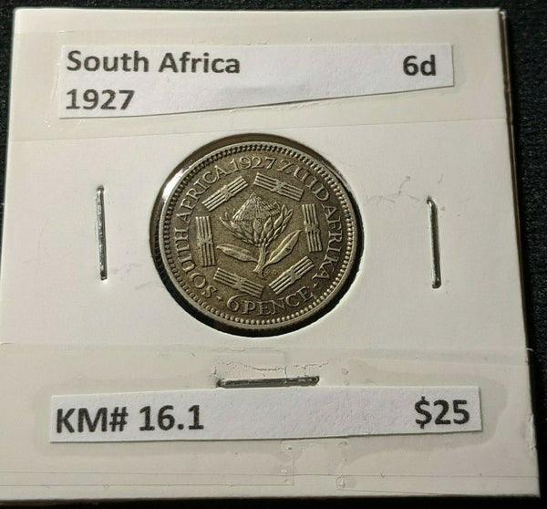 South Africa 1927 Sixpence 6d KM# 16.1    #405  #11A