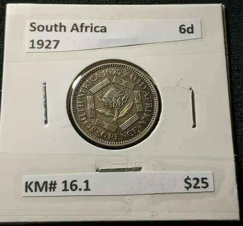 South Africa 1927 Sixpence 6d KM# 16.1    #405  #11A