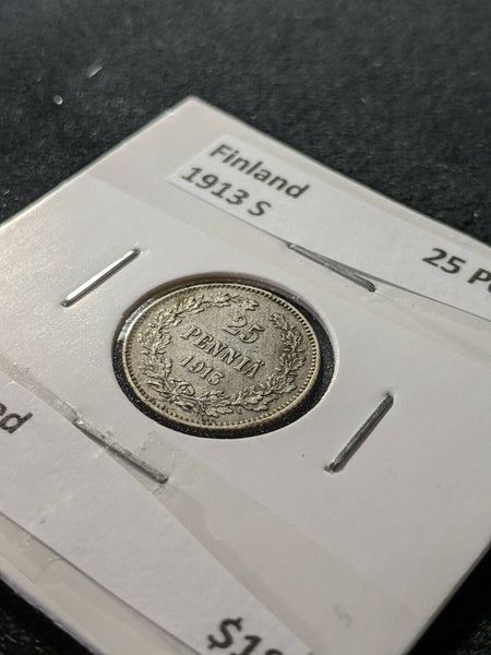 Finland 1913 S 25 Pennia KM# 6.2 Cleaned       #575