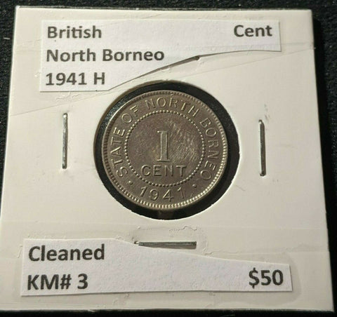 British North Borneo 1941 H Cent 1c KM# 3 Cleaned   #547