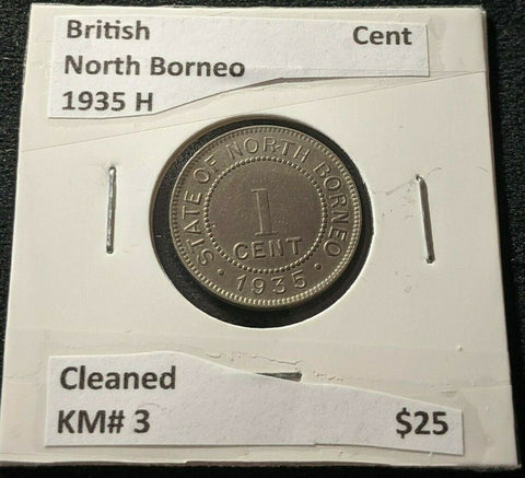 British North Borneo 1935 H Cent 1c KM# 3 Cleaned   #546