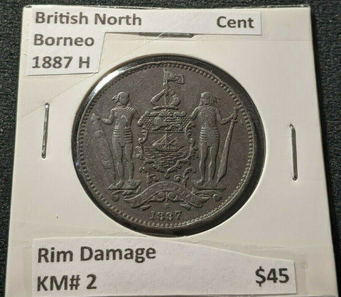 British North Borneo 1887 H Cent 1c KM# 2 Rim Damage   #493