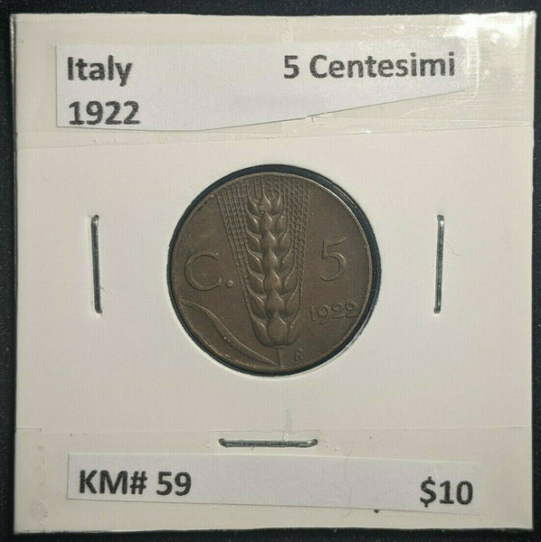 Italy 1922 5 Centesimi KM# 59   #912