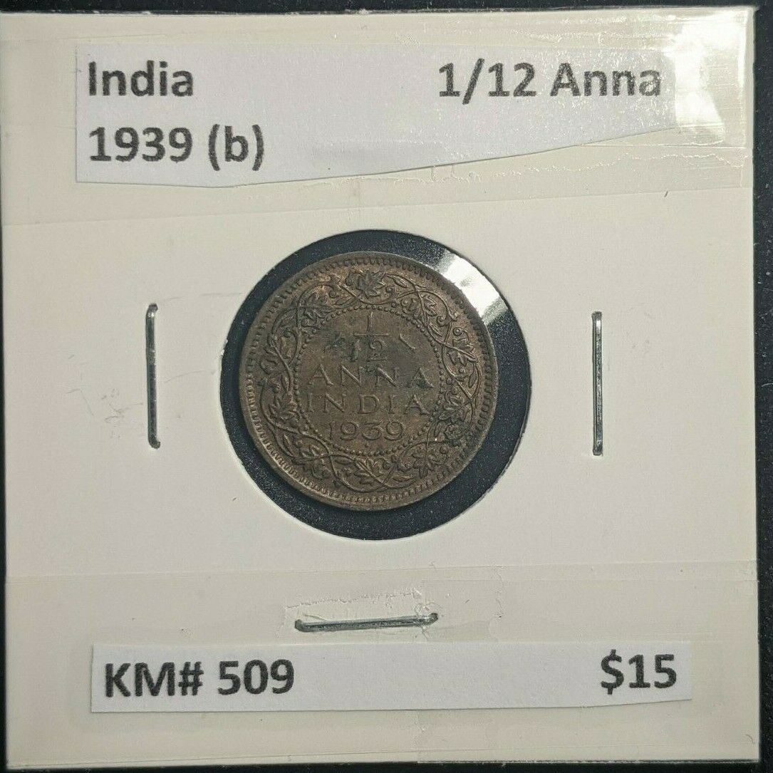 India 1939 (b) 1/12 Anna KM# 509   #044