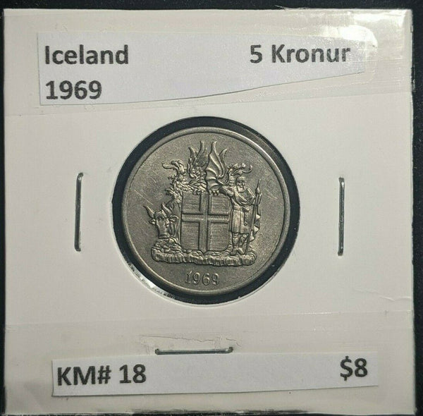 Iceland 1969 5 Kronur KM# 18   #042