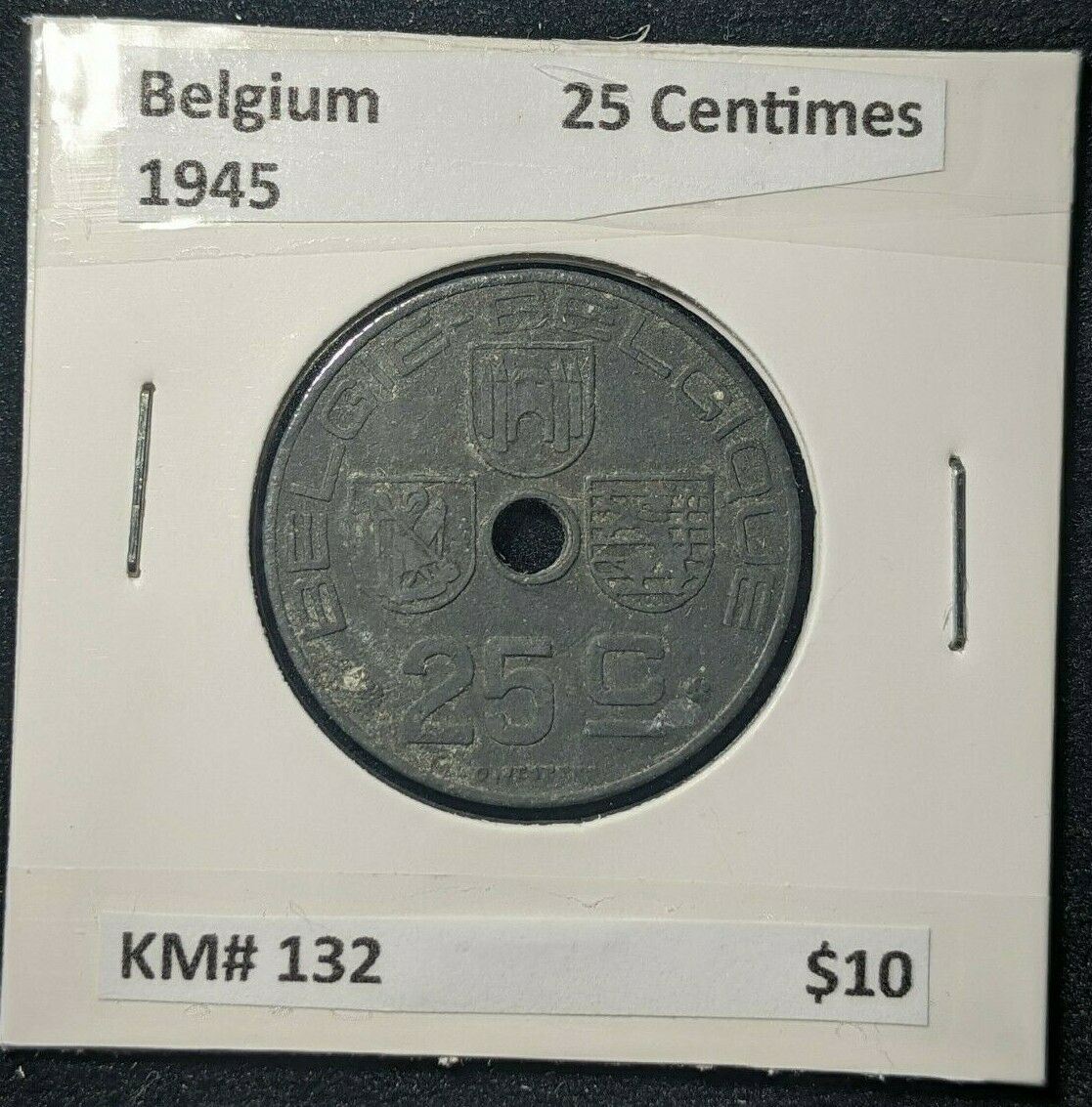 Belgium 1945 25 Centimes KM# 132    #345