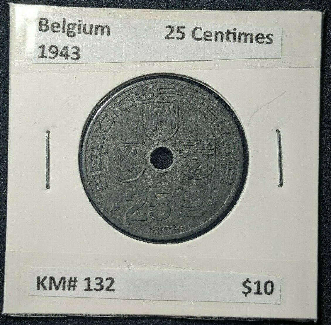 Belgium 1943 25 Centimes KM# 132    #342