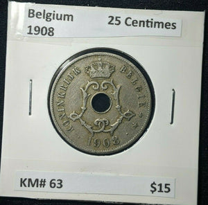 Belgium 1908 25 Centimes KM# 63    #376