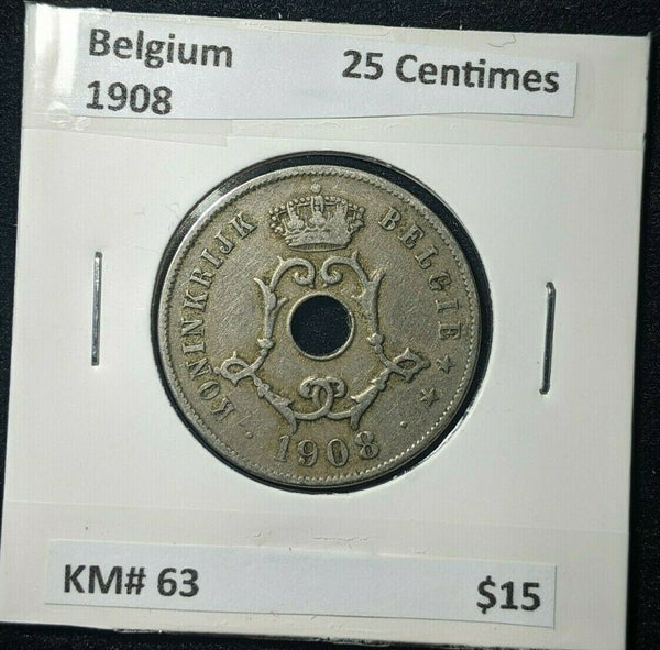 Belgium 1908 25 Centimes KM# 63    #376