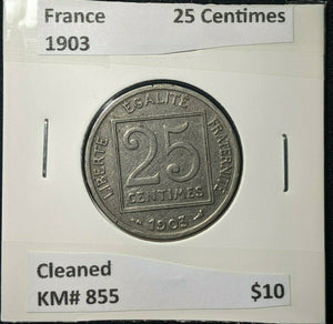 France 1903 25 Centimes KM# 855 Cleaned #790