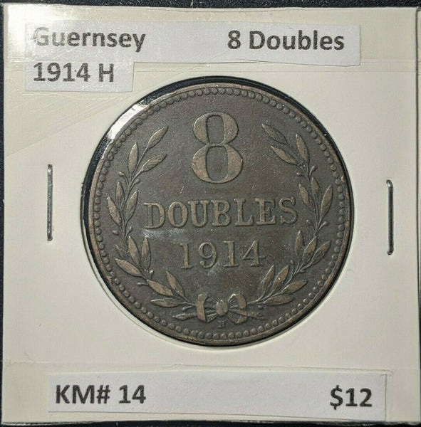 Guernsey 1914 H 8 Doubles KM# 14  #610  8B