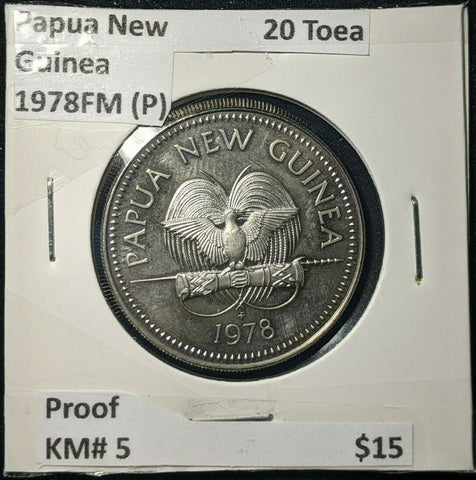 Papua New Guinea Proof 1978FM (P) 20 Toea KM# 5   #599
