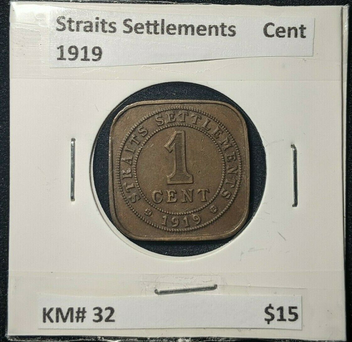 Straits Settlements 1919 Cent 1c KM# 32   #477