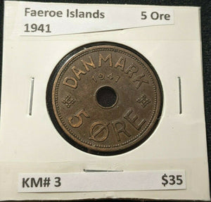 Faeroe Islands 1941 5 Ore KM# 3 #082